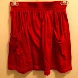 Red High Waisted Mini Skirt